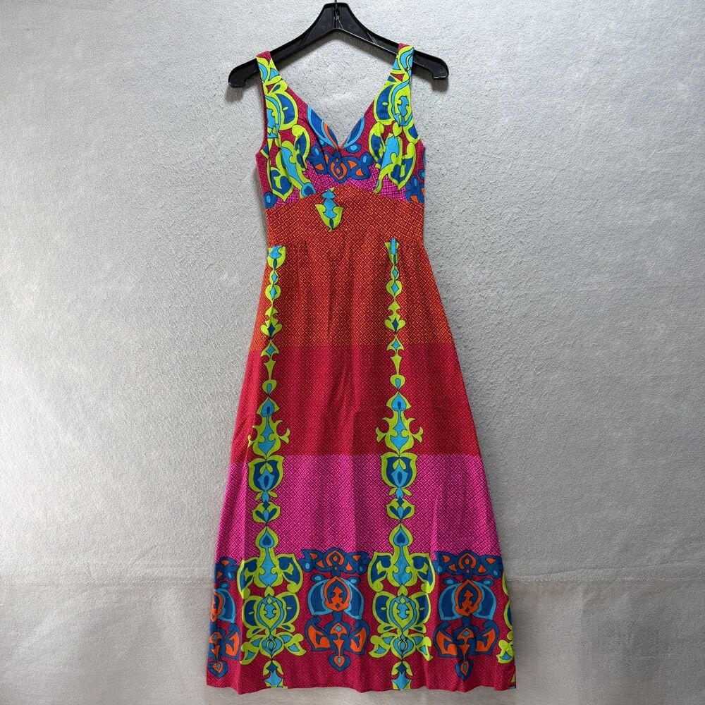 Vintage Island Casuals Hawaiian Dress Size 8 Multicolored Floral 60s 70s